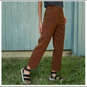 Leopard print vintage straight leg jeans
